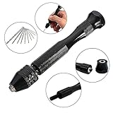 Precision Pin Vise Model Hand Drill Set with Micro Twist Drill Bits, NLEADER Pin Vise Drill for Resin Jewelry Walnut Amber Beeswax Olive Buddha Beads Ivory Nut Plastic 11 pcs