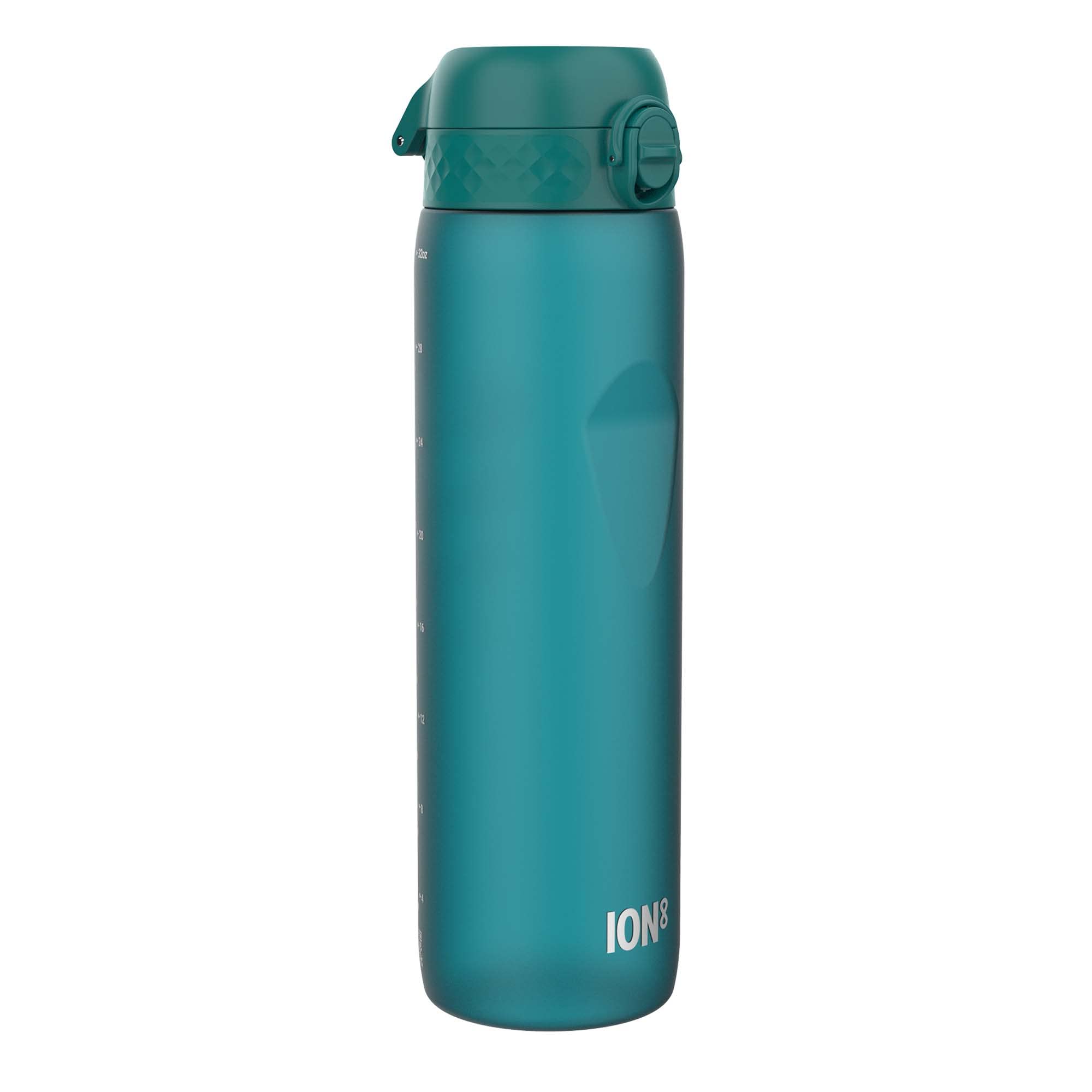 Ion8 1 Litre Water Bottle, Leak Proof, Flip Lid, Carry Handle, Rapid Hydration, Dishwasher Safe, BPA Free, Contoured Grip, Ideal for Travel, Gym & Activity, Carbon Neutral Recyclon, 32 oz, Aqua Blue — image 1