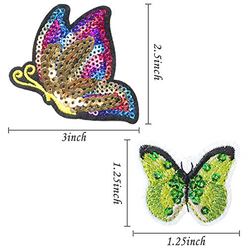 LoveInUSA Butterfly Cloth Patch，16 Pcs Butterfly Patches Butterfly Embroidery Patch Assorted Size Butterfly Patches Iron On for DIY Jeans Jacket Clothing Handbag Shoe Caps