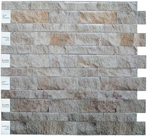 Crystiles Peel and Stick DIY Backsplash Tile Stick-on Vinyl Wall Tile, Weathered Slate, Matte Finish, Item #91010862M, 10โ X 10โ Each, 6 Sheets Pack