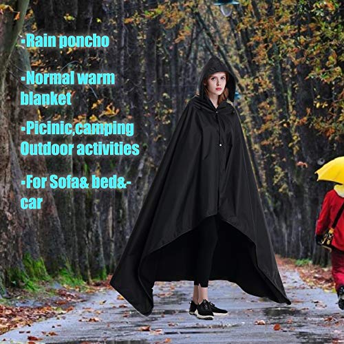 Innocedear Hooded Outdoor Blanket Waterproof Windproof,Portable Wearable Fleece Stadium Blanket&Poncho Blanket For Camping,Travel,Picnic,Sports,Football, Baseball,Bleacher Seat,Car,Beach,Weatherproof