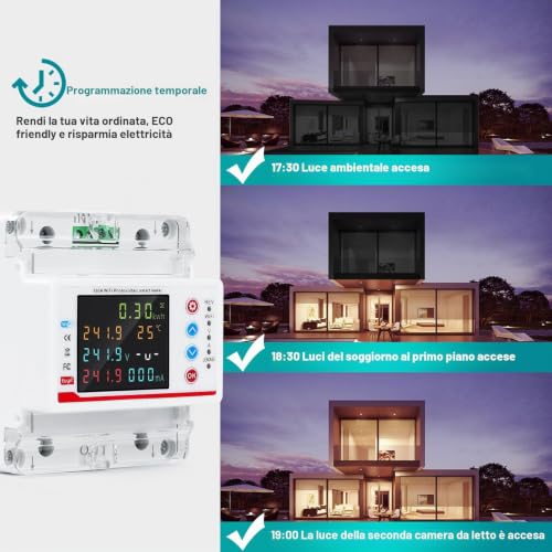 Wifi Electric Consumption Meter 100A 220V AC Wifi Meter Bidirectional Meter Tuya APP Smart Light Counter Under/Overcurrent/Delay/Time/Leakage Protection