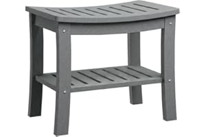 Waterproof Shower Bench for Inside of Shower, HDPE Plastic Bathroom Seat with Storage Shelf, 400 LB Capacity Heavy Duty Bath 