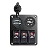 Proelectric-Red-LED-Light-1-Waterproof-MarineBoat-Car-Switch-Panel-3-Gang-USB-Charger-Voltage-Indicator-Power-Socket-5-pin-On-Off-Rocker-Switch