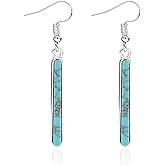 Western Dangle Earrings for Women Long Turquoise Boho Jewelry Handmade Statement Piece