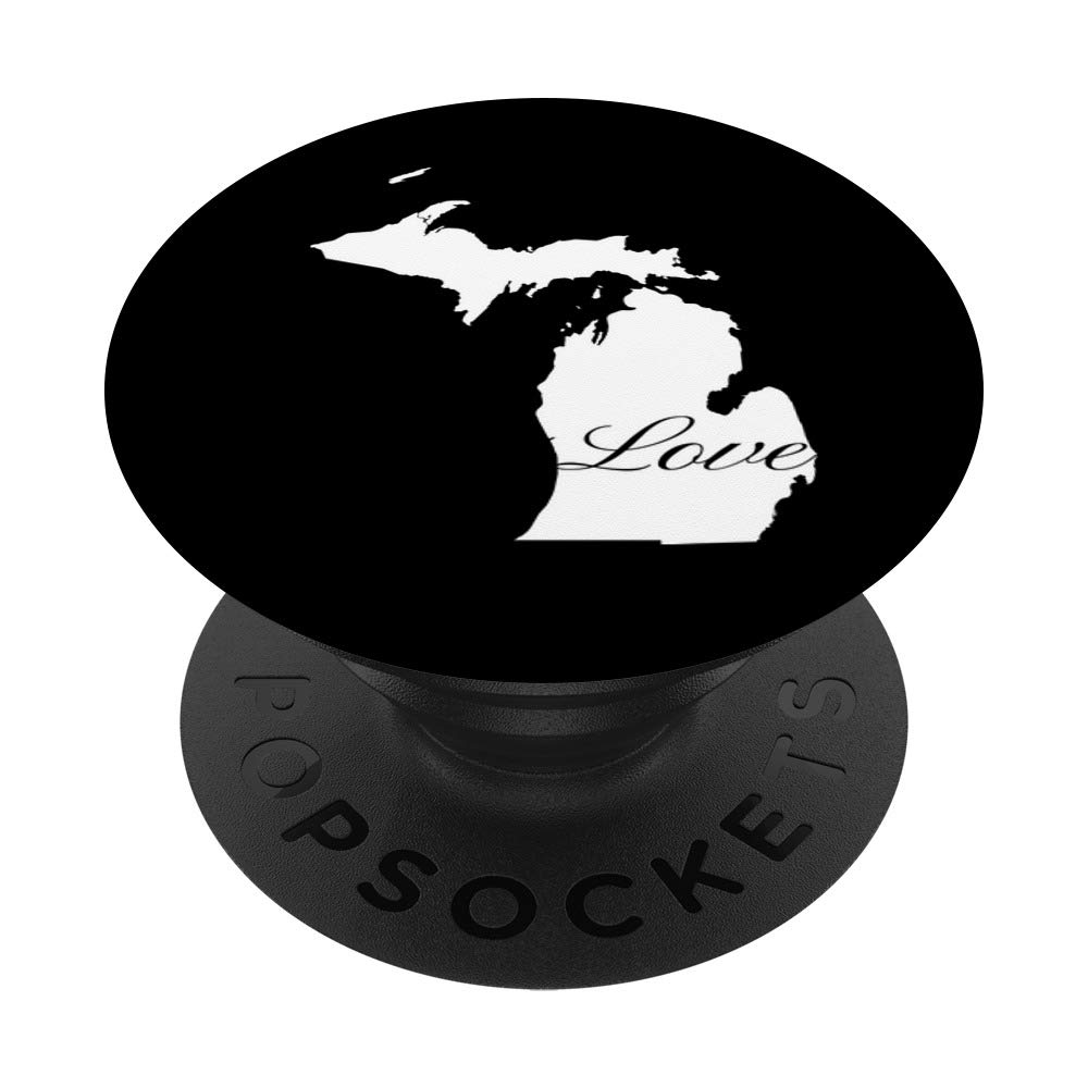 Michigan Cursive Love State PopSockets Grip and Stand for Phones and Tablets