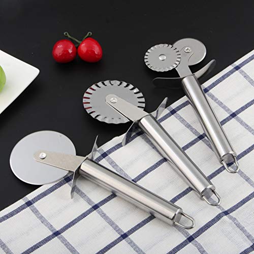 3Pcs Pizza Cutter Wheel Set, TBWHL Double Wheel Pizza Accessories Knife Pastry Pasta Dough Crimper Kitchen Pizza Tools Utensils Premium Stainless Steel - Thumbnail 2