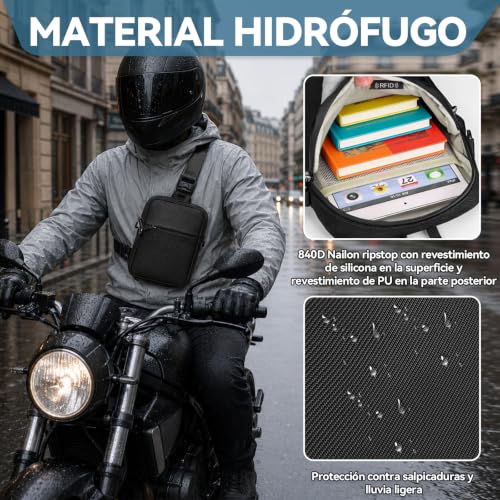Eshow Anti-theft Crossbody Bag for Men and Women with RFID Blocking,Multifunctional Small Crossbody Waist Bag for Travel Sport Daily Use, Black/White, Casual | Riñonera Cruzada, 3 en 1 Multifuncional, Pequeña, para Viaje Deporte Uso Diario