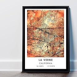 La Verne Map Poster, California Map Art Poster, Map