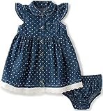 Tommy Hilfiger Baby Girls' 2 Pieces Denim Dress Set-Open Front, Dark Blue Print, 24M