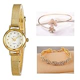 Daimon Women's Wrist Watches with Gold Case and Gold Band (# Green)