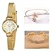 Daimon Women's Wrist Watches with Gold Case and Gold Band (# Green)