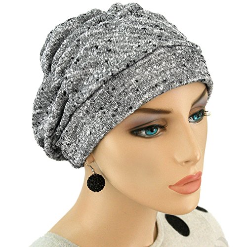 Hats for You Women's Shirred Chemo Cap, Salt and Paper, One Size