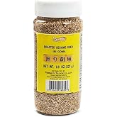 Shirakiku Roasted Sesame Seeds (IRI GOMA) | Perfect for Salad, Sushi, and Noodles Topping | Toasted Sesame Seeds with an Enticing Aroma, Flavor, and Crunch, 8 Oz - (Pack of 1)