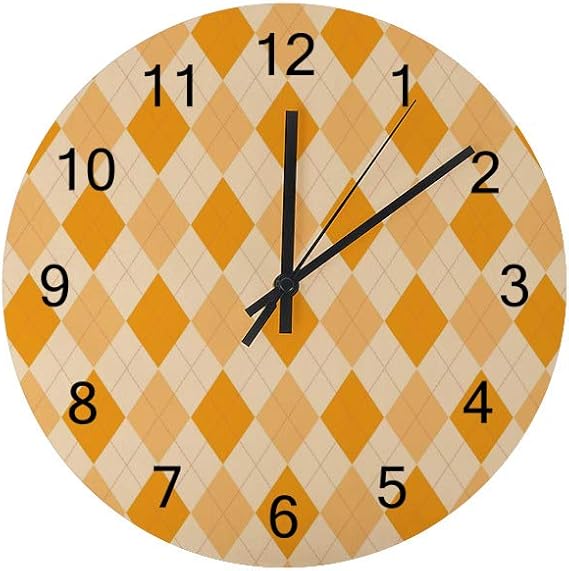 Ruchen - Reloj de pared de madera silencioso, diseño de rombos