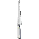 hedley & bennett Bread Knife - 8.6 Inches German High Carbon Stainless Steel, Ultra Sharp Serrated Blade for Homemade Bread, Cakes & Pastries - Enoki (White)