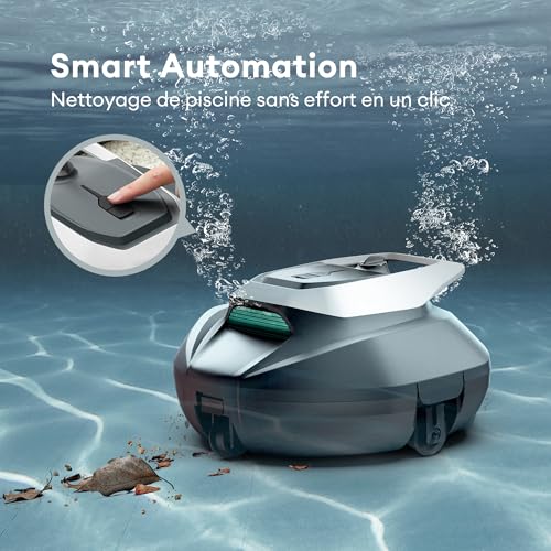 Robot Piscine Pooleco 10s, Robot Nettoyeur de Piscine sans Fil 90min, Contrôle Via Application et à Distance, Auto-Parking, pour Toutes Les Surfaces de Piscines Hors Sol et Enterrées Jusqu’à 80㎡