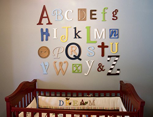 Painted Wooden Alphabet Letters Set, Nursery Wall Decor, Playroom Letters, Wall Hanging, Nursery Decor, Alphabet Wall, ABC Wall, Mixed, Painted Letters, ABC Wall Decor