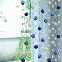 Unpara Sepak Takraw Curtain Crystal Glass Beaded Curtain for Living Room Bedroom Window Door Decor (F)