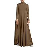 Xiaojmake Women Turtleneck Tunic Dresses Casual Long Sleeve Maxi Dress Long Sleeve Floore Length A Line Long Prayer Dress