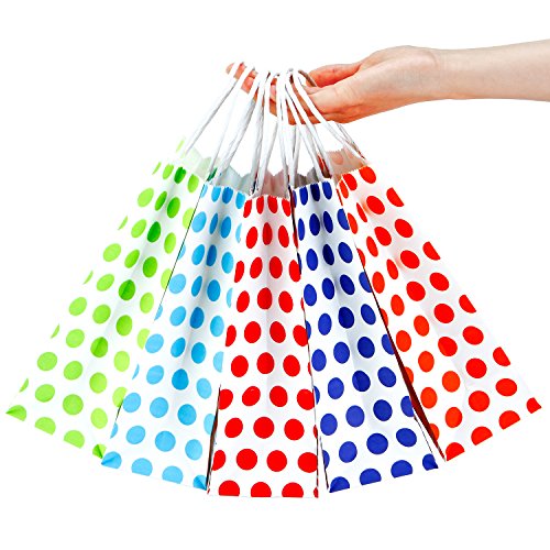 Coobey 20 Pieces Paper Party Bags Gift Bag Kraft Bag with Handle for Birthday, Tea Party, Wedding and Party Celebrations, Multicolour (Set C)