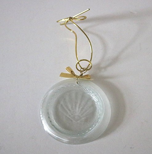 Christmas Ornaments Etched Sea Shell Design Round Recycled Wine Bottle Glass Bottom