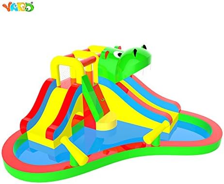 YARD Inflatable Water Double Slide Kids Play Park Pool with Blower