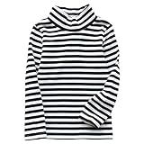 JWWN Little Boys Girls Turtleneck Thermal Tops Long Sleeve Striped Tee Winter Baselayer Warm Undershirt,12Months-7Years