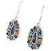 Gemstone Earrings in 925 Sterling Silver Genuine Turquoise & Gemstones (Multi)