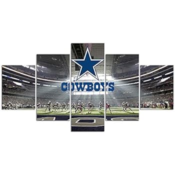 Dallas Cowboys Stadium Wall Art Pictures Wall Decor 5 Panel Canvas Prints NFL Sports Football Poster Frame Painting Dining Room Home Bedroom Decorations Artwork Ready to Hang(60''Wx32''H)
