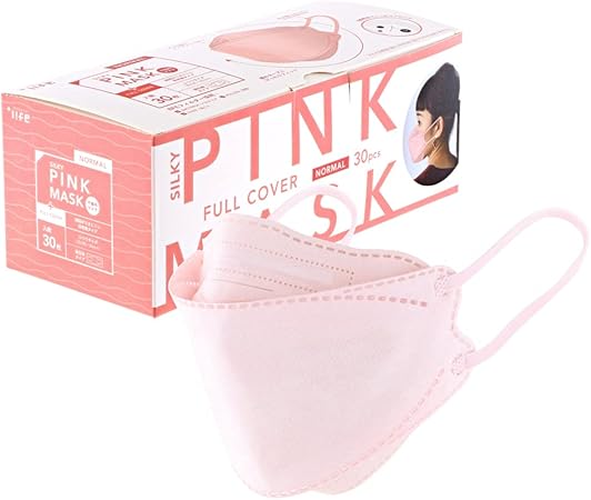 Amazon プラスライフ Life 不織布 マスク 高密着 シルキーピンク ピンク ふつうサイズ 個包装 30枚入り 口紅付きにくい 息しやすい 3層構造 立体構造 ダイヤモンド形状 ダイヤモンドマスク 大人用 プラスライフ Life ドラッグストア
