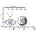 Rhodium Plated Sterling Silver Evil Eye Hamsa Purple White CZ Pendant Necklace 18