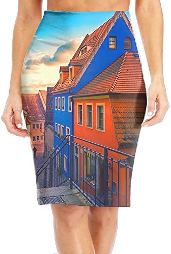 WHOET MOOE Germany MEISSEN alleyway Women Slim High Waist Pencil Skirt Patterned Short Skirt