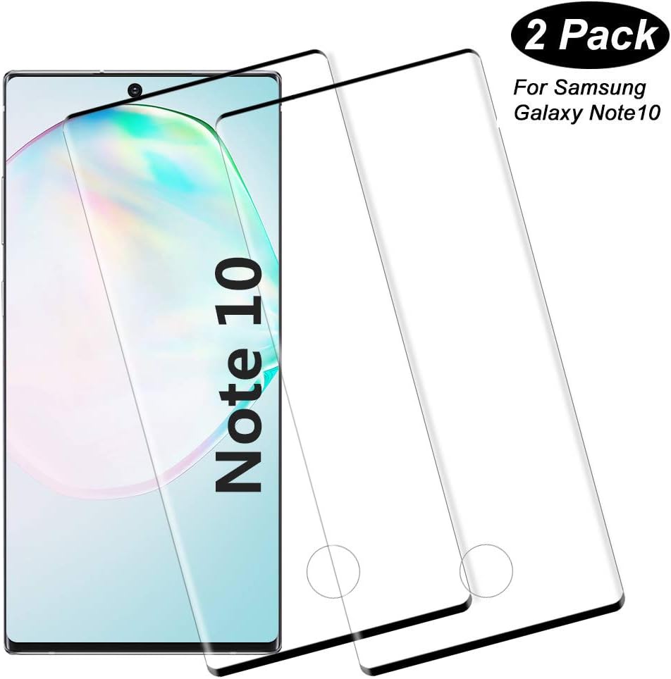 VRK Screen Protector for Samsung Galaxy Note 10,Note 10 Fingerprint Available Tempered Glass Screen Protector,9H Hardness 3D Curved Edge Screen Protective Film for Samsung Galaxy Note 10【2 Pack】