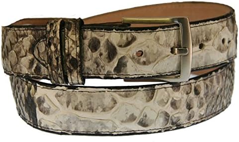 Men's New Genuine Exotic Python Snake Skin Cowboy Western Rodeo Dress Belt Natural Color (36)