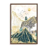 Framed Canvas Wall Art Golden Forest Canvas Prints Home Artwork Decoration for Living Room,Bedroom - 16x24 inches