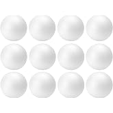 Crafjie 12Pack 4 Inches Foam Balls Smooth Polystyrene Craft Foam Ball White | Round Foam Balls for DIY Arts and Crafts/Househ
