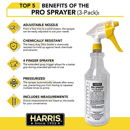 HARRIS Professional Spray Bottle 32oz (3Pack), AllPurpose for