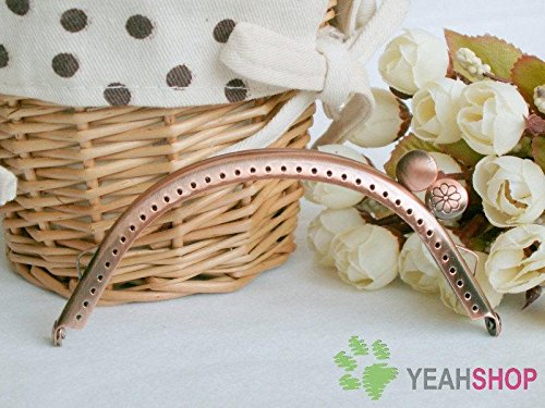 Antique Copper Half Ellipse Flower Purse Frame with Loops - 11cm / 4.3 inch (PF-8)