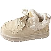 Azttoztto Women's Faux Fur Lined Snow Booties, Water-Resistant Suede Leather Lace-Up Ankle Boots with Thick Sole for Winter Warmth and Daily Comfort