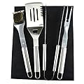 ValdoHome New Stainless Steel BBQ Grill Tools Set - 5 Piece Grilling Tool Accessories Barbecue Kit W/Carry Bag and Silicone BBQ Mat