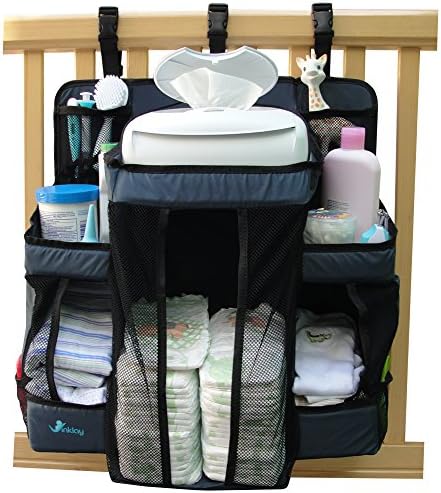 Baby Nursery Organizer & Diaper Caddy, VINKLAY Crib Changing Table Hanging Storage with 6 Shelves & 4 Pockets for All Baby Essentials, Toys & Lotions, Perfect Baby Shower Gift, Dark Blue