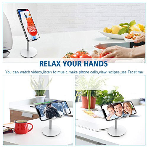 Phone Stand,Cell Phone Holder Tablet Stand Desktop Holders Suit for Mobile Phone Tablets Below 10", Adjustable Mobile Phone Holder - Silver