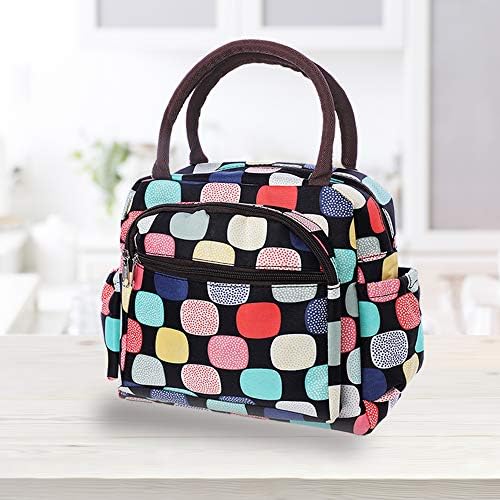 Lunch Bag Lady Flower Tote Bag, Reusable Insulated Bento Lunch Box Waterproof Insulation Lunch Bag Lunch Bags For Women, Girls, Kids, Working, School, Picnic(01 Color Stone)