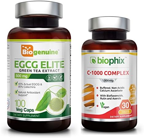 Biogenuine Green Tea Extract EGCg 500 mg 100 Vcaps - Free Vitamin C-1000 - Weight Loss | Free Radical Scavenger | Boost Metabolism | Heart Health | Natural Caffeine | Gentle Antioxidant | Energy