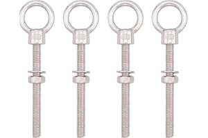 SHONAN.SYSTEMS SHONAN Heavy Duty Eye Bolt, 316 Stainless Steel Shoulder Eyebolts with Nut and Washer, 4 Pack Marine Grade Threaded Eyebolts for Lifting or Hanging