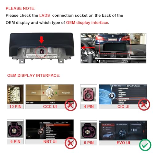 PEMP Linux Screen for BMW 3 Series F30 X1 F48 2017-2019 Evo ID6, Support CarPlay and Android Auto Wireless Using OEM Bluetooth Call and Music Function