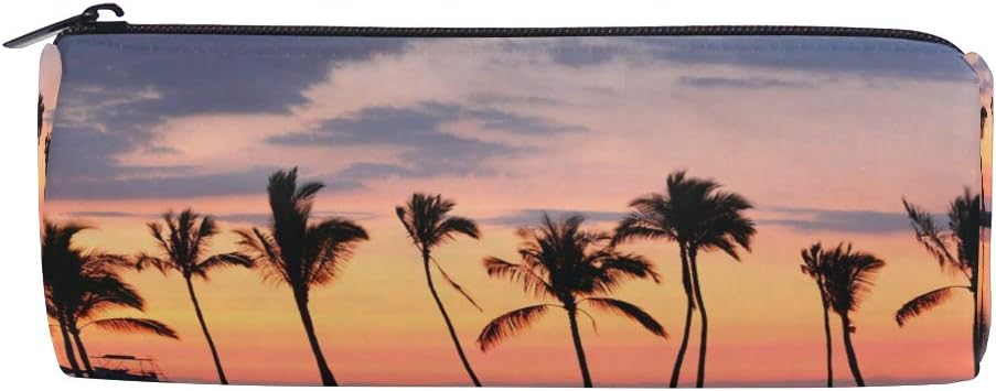 Amazon ペンケース スリム かわいい おしゃれ 自然風景 ハワイ ココナッツ 絵画 韓国风 高校生 丸型 通勤 収納ケース 中学生 収納 小物入れ シンプル オフィス用 Fohoo シンプル ペンケース 文房具 オフィス用品