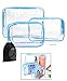 JAVOedge 3 Pack Blue and Clear PVC Toiletry Bag Set with Zipper for Vacation, Bathroom, Storage (3 Sizes)