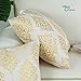 CaliTime Pack of 2 Soft Jacquard Throw Pillow Covers Cases for Couch Sofa Home Decoration Vintage Diamond Shape Damask Floral 18 X 18 Inches Gold